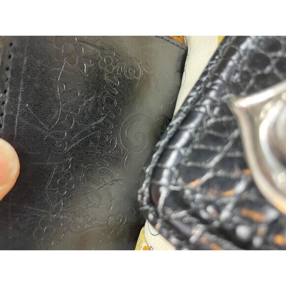 Brighton Raffia Straw Woven Tote Shoulder Bag Black/Tan Double Handle Vintage - Picture 9 of 9